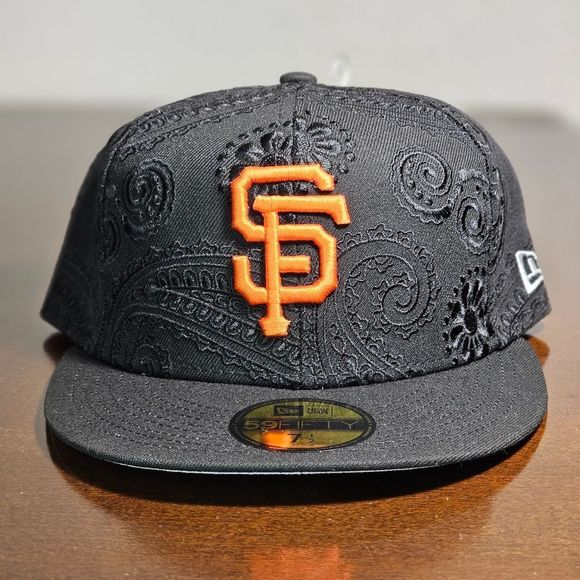 New Era 59Fifty San Francisco Giants Swirl Fitted Hat Black Orange Bandana 7 3/8 - Picture 7 of 14
